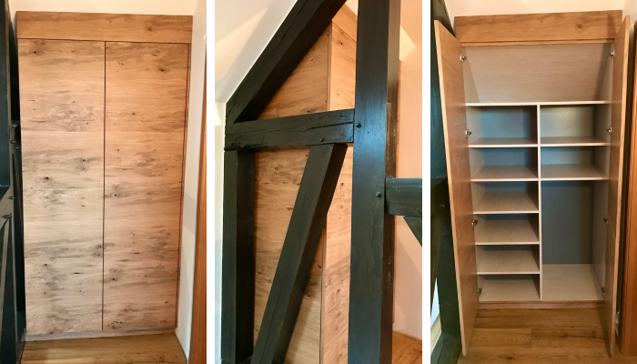 Armoire sur mesure dans un couloir mansardé Armoire sur mesure dans un couloir mansardé
