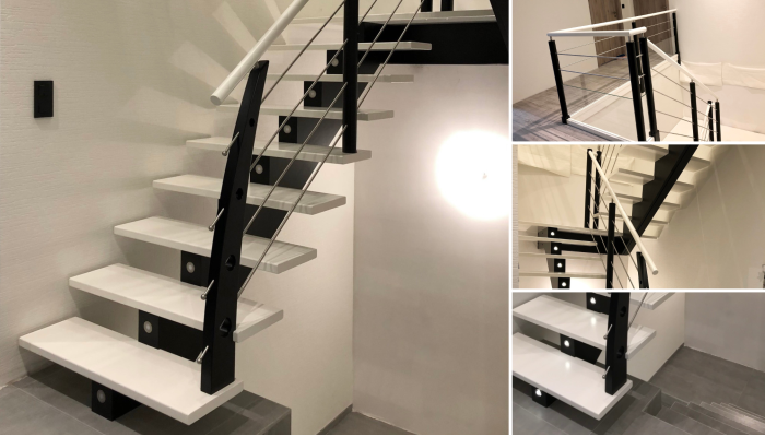 Escalier lumineux blanc et noir Escalier lumineux blanc et noir