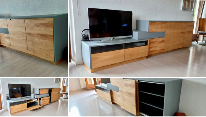 Meuble tv en merisier massif sur mesure Meuble tv en merisier massif sur mesure
